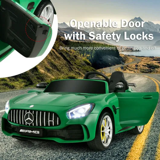 12V Kids Ride On Car Mercedes Benz AMG GTR with Remote and LED Lights-Green