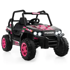 12V Kids UTV Ride on Car with 2.4G Remote Control Music and LED Lights-Pink