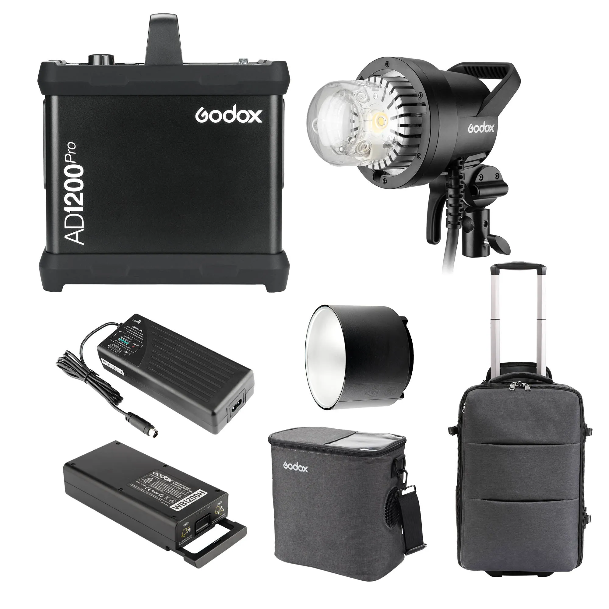 AD1200Pro 1200Ws Portable Battery Power Flash Head and Pack