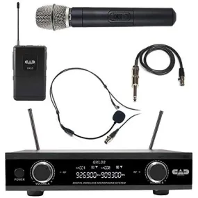 CAD Audio GXLD2HBAH Digital Dual-Channel Wireless Combo Handheld and Bodypack Microphone System, AH Frequency