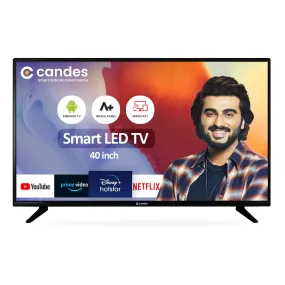 Candes 102 cm (40 inch) HD Ready LED Smart Android TV (CTPL40E1S001) with Inbuilt Rich & Surround 24W Loud Box Speakers (Black) (2021 Model)