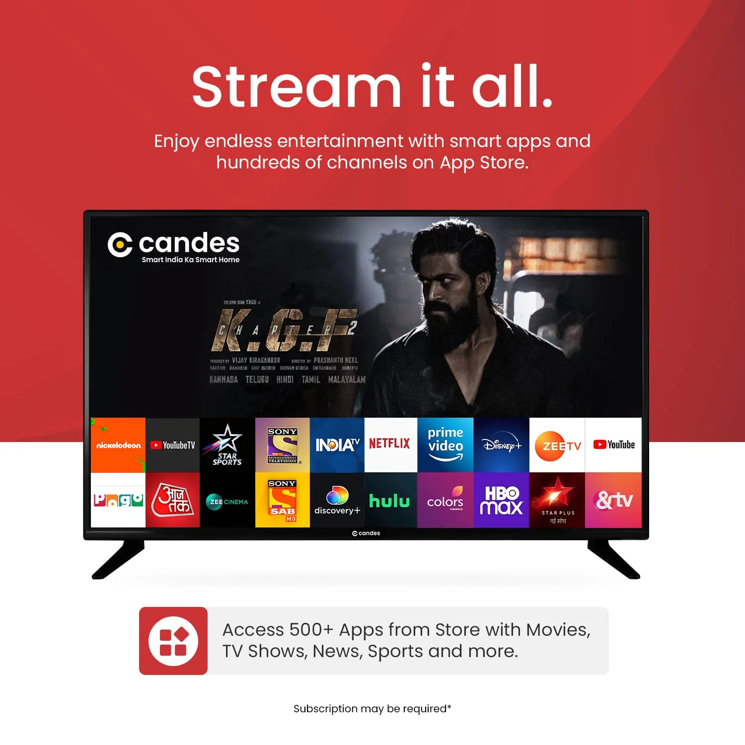 Candes 102 cm (40 inch) HD Ready LED Smart Android TV (CTPL40E1S001) with Inbuilt Rich & Surround 24W Loud Box Speakers (Black) (2021 Model)