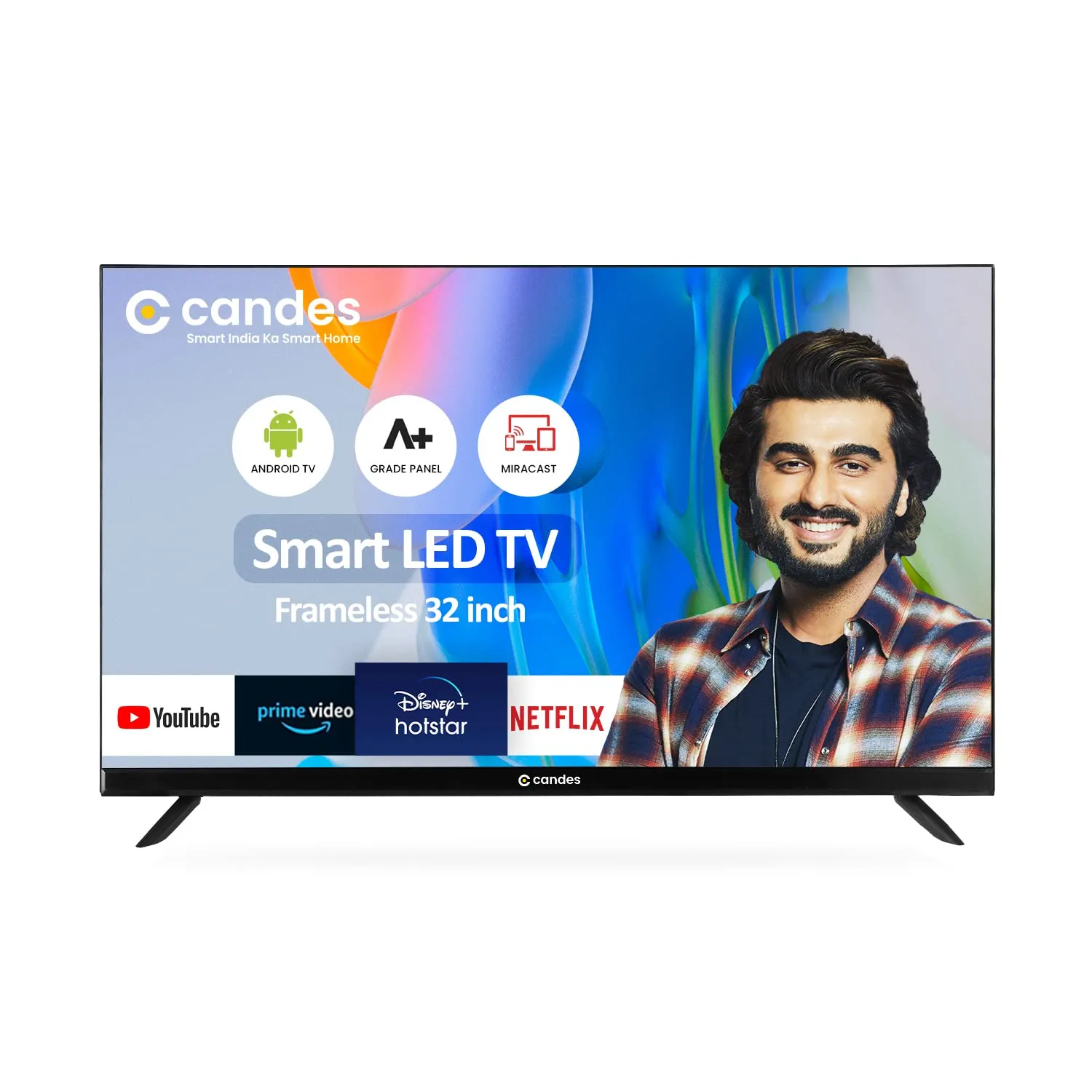 Candes 80 cm (32 Inches) HD Ready Smart Android LED TV (CTPL32EF1S) with Inbuilt Rich & Surround 20W Box Loud Speakers (Black) 2021 Model