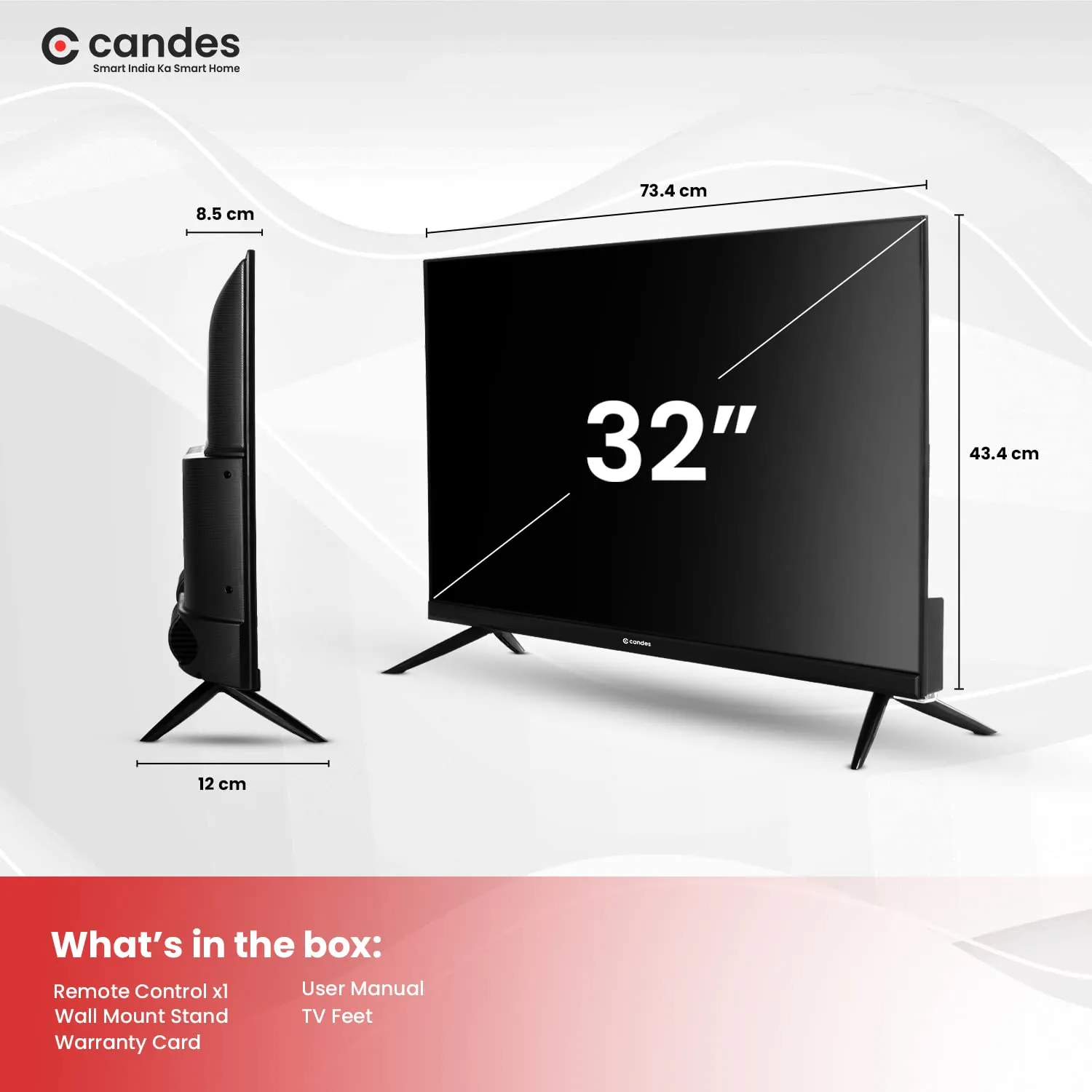 Candes 80 cm (32 Inches) HD Ready Smart Android LED TV (CTPL32EF1S) with Inbuilt Rich & Surround 20W Box Loud Speakers (Black) 2021 Model