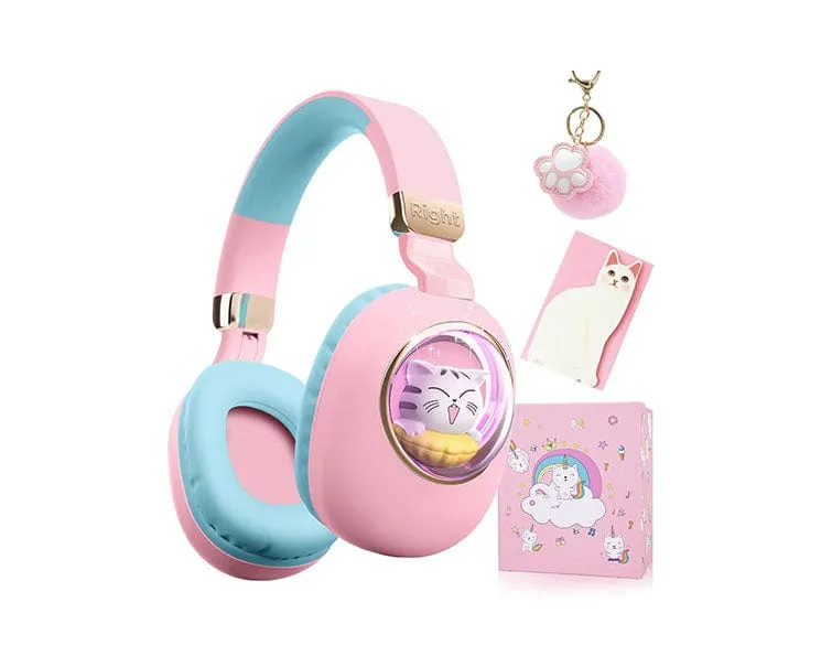 Children's Bluetooth Cat Headphones: Pink