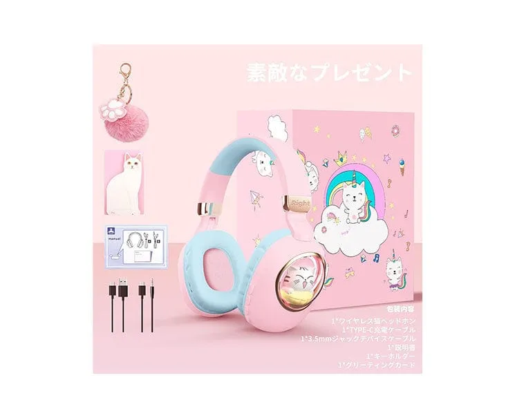 Children's Bluetooth Cat Headphones: Pink