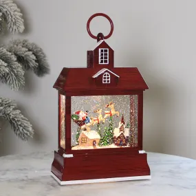 Christmas Musical Water Lantern Red House with Swirling Confetti LED Lights