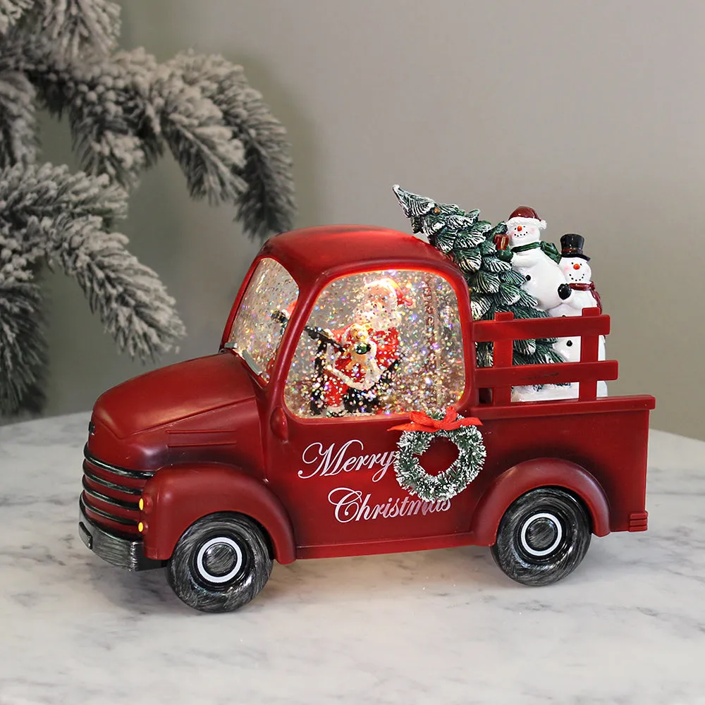 Christmas Musical Water Lantern Santa's Car with Swirling Confetti LED Lights