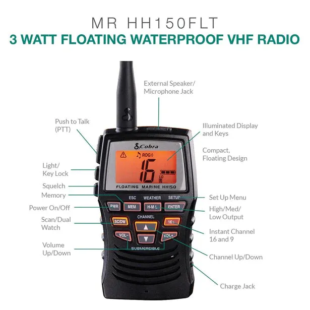 Cobra® Handheld VHF Radio