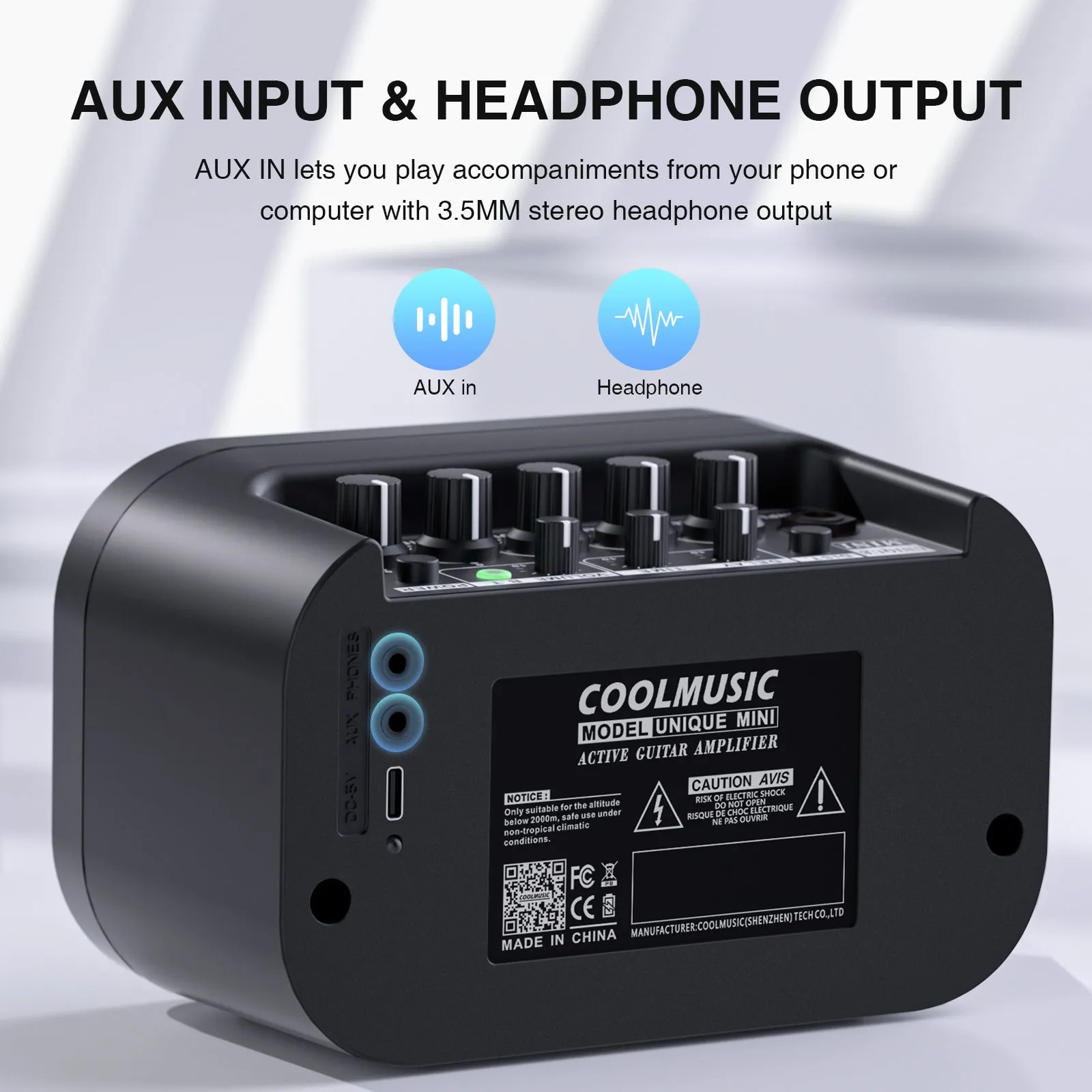 COOLMUSIC UNIQUE MINI 10 Watt Rechargeable Bluetooth Electric Guitar Amplifier(Only available in Germany)