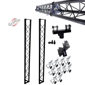 DJ Triangle Truss Extension Lighting System by GRIFFIN - Mounts on your Speaker Stands - Trussing Stage Kit for Smoke Machines & Dance Laser Lights