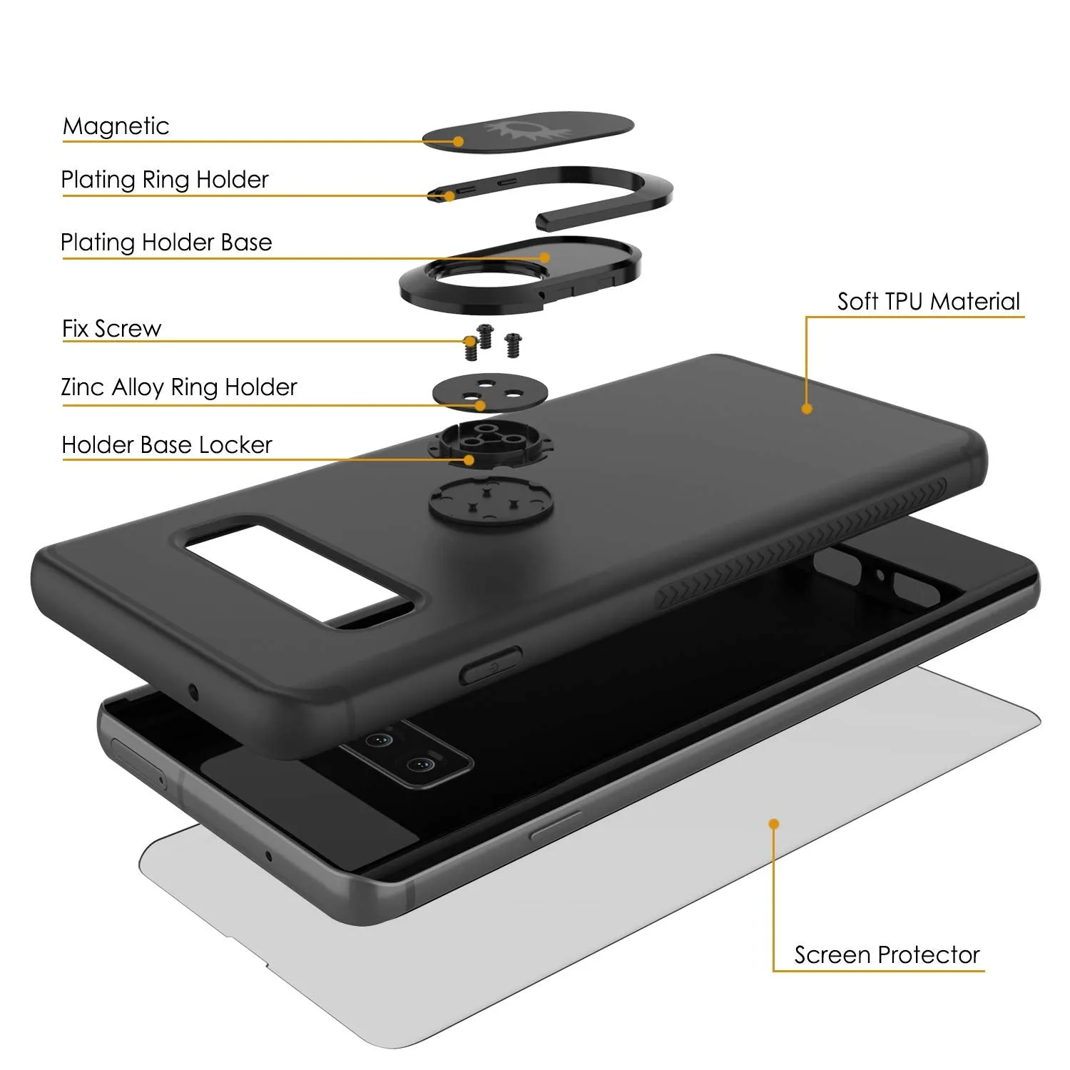 Galaxy S10  Plus, Punkcase Magnetix Protective TPU Cover W/ Kickstand, Sceen Protector[Black]