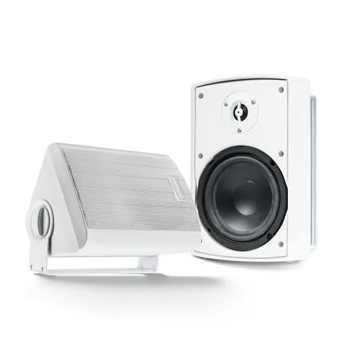 GHSI-W650BT-PR-WHT Waterproof Mountable Outdoor Bluetooth Speakers with Remote Control (White)