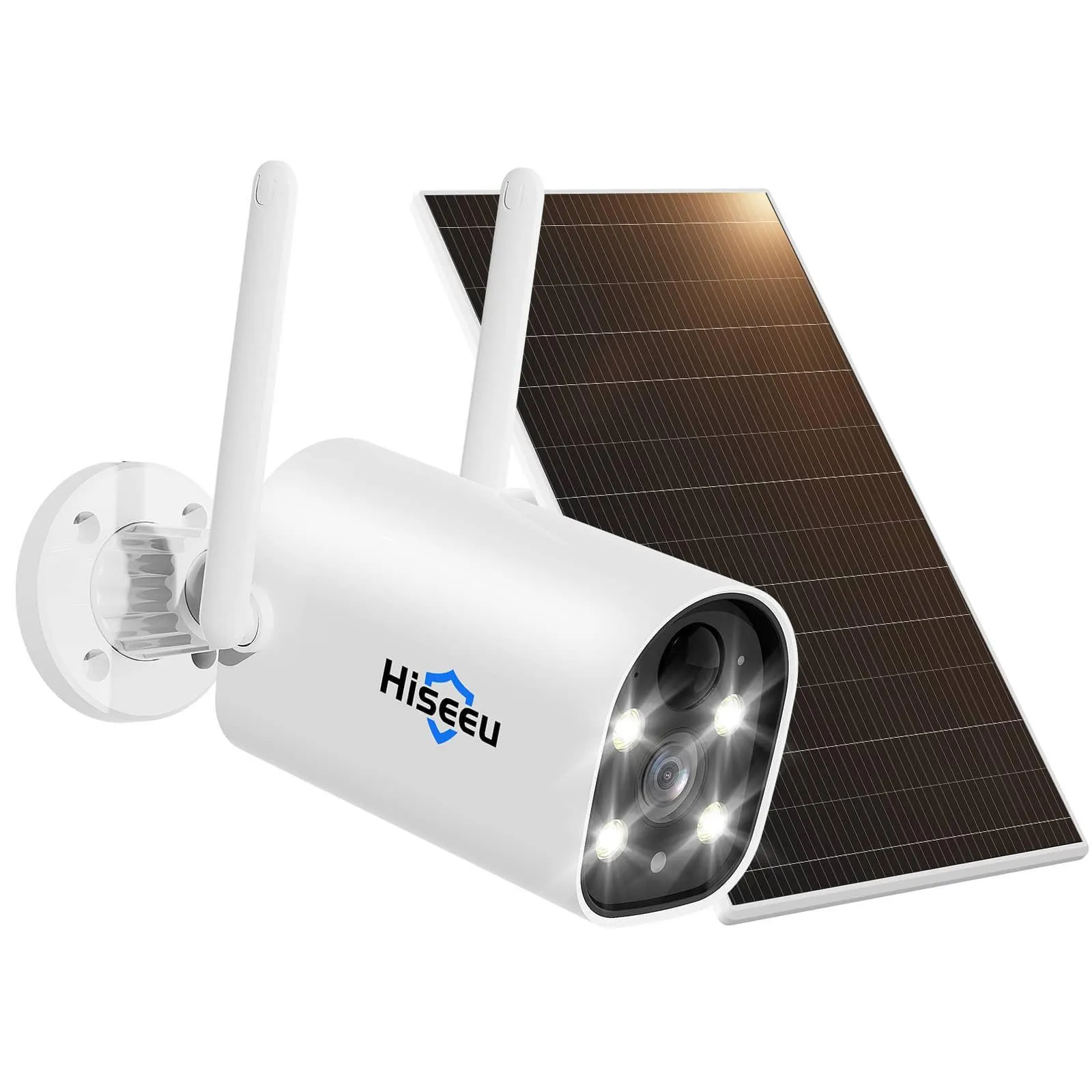 Hiseeu 4MP Rechargeable Solar, Battery Powered 2.5K Security Camera Wireless Outdoor, 2 Way Talk, Color Night Vision, Spotlight/Siren Alarm, Motion Detect, SD/Cloud Storage, Work with Alexa