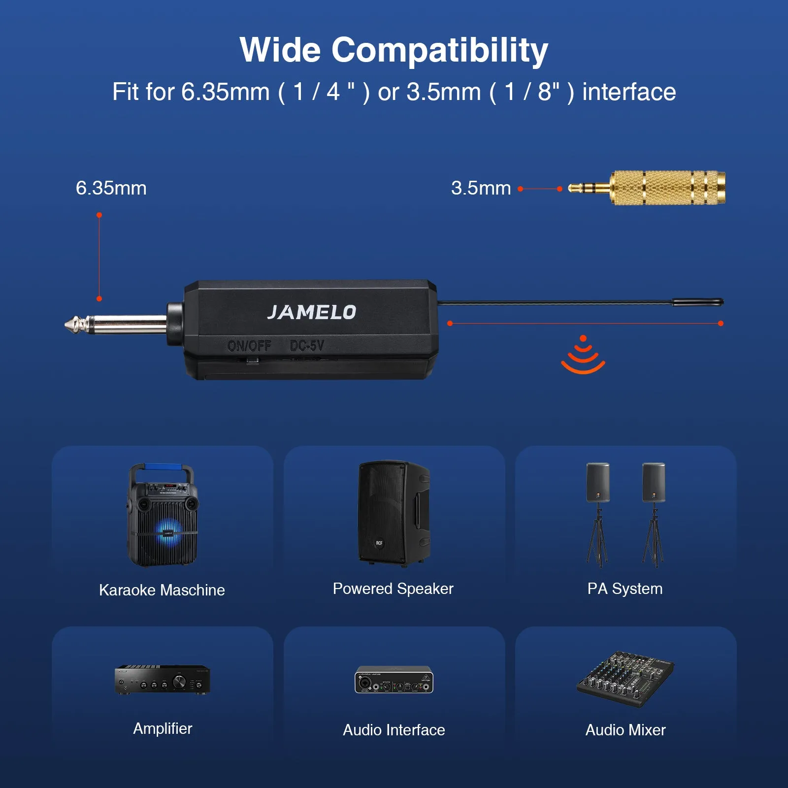 JAMELO Wireless Karaoke Microphones UHF Dynamic Mic System for Singing