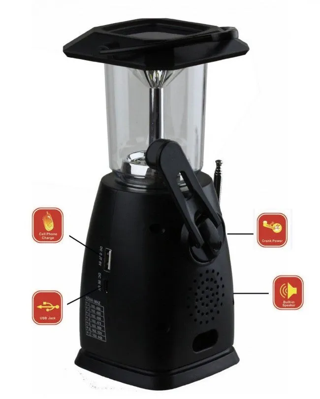 Kaito KA249W Multi-functional 4-way Powered LED Camping Lantern with AM/FM NOAA Weather Radio & Cell Phone Charger