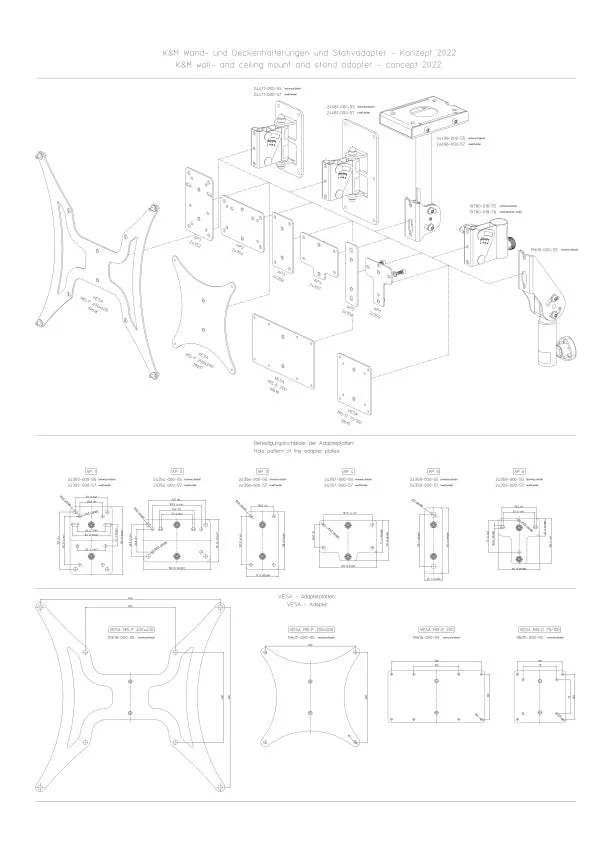 K&M 24496 Ceiling Speaker Bracket w/Cable Management (Black)