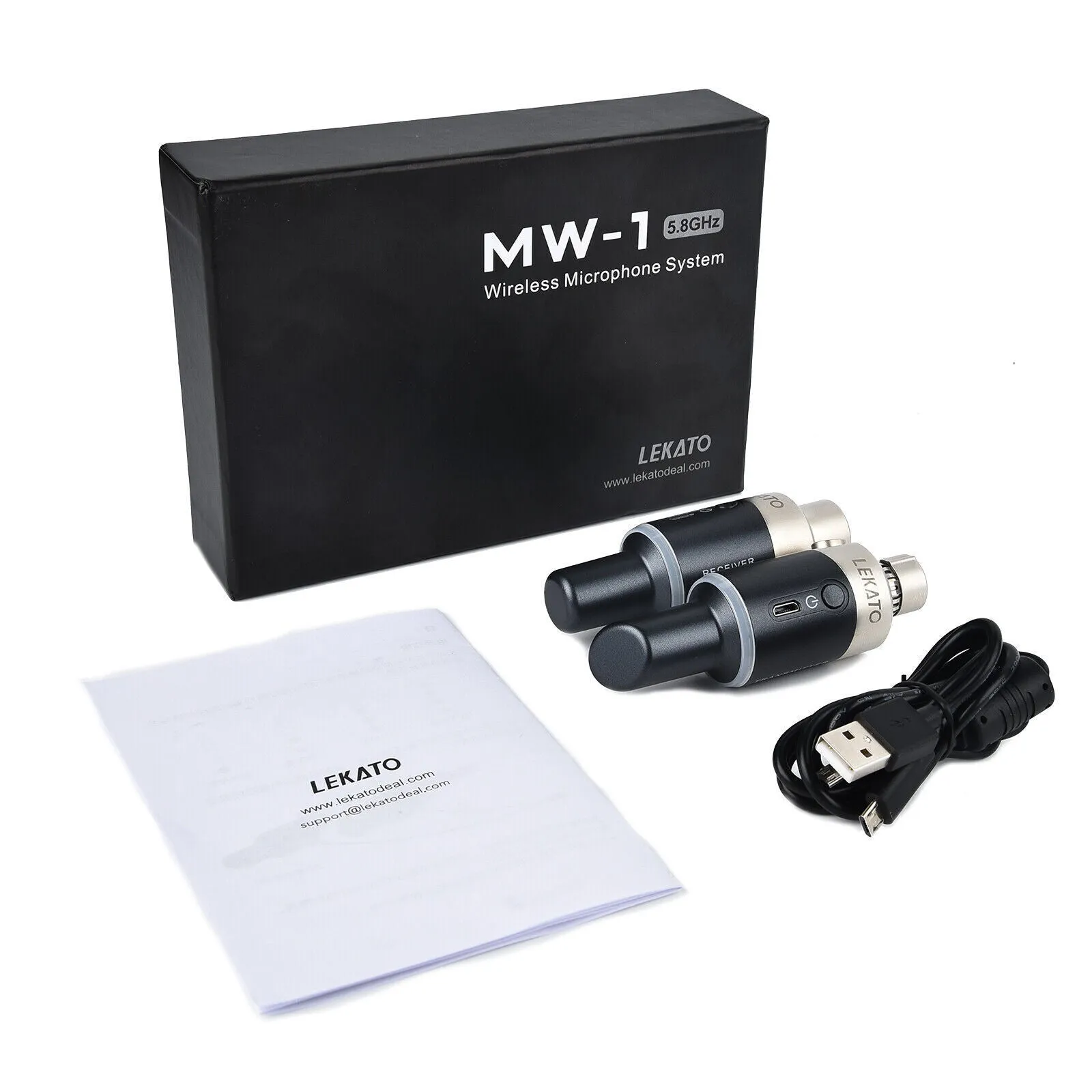 LEKATO MW-1 5.8G Wireless Dynamic Microphone System Plug-on XLR