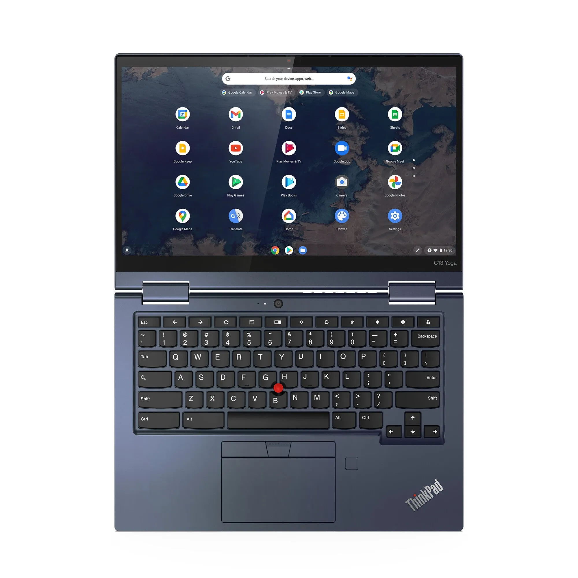 Lenovo ThinkPad C13 Yoga AMD Athlon Gold 3150C Chromebook 33.8 cm (13.3") Touchscreen Full HD 4 GB DDR4-SDRAM 64 GB eMMC Wi-Fi 6 (802.11ax) ChromeOS Blue