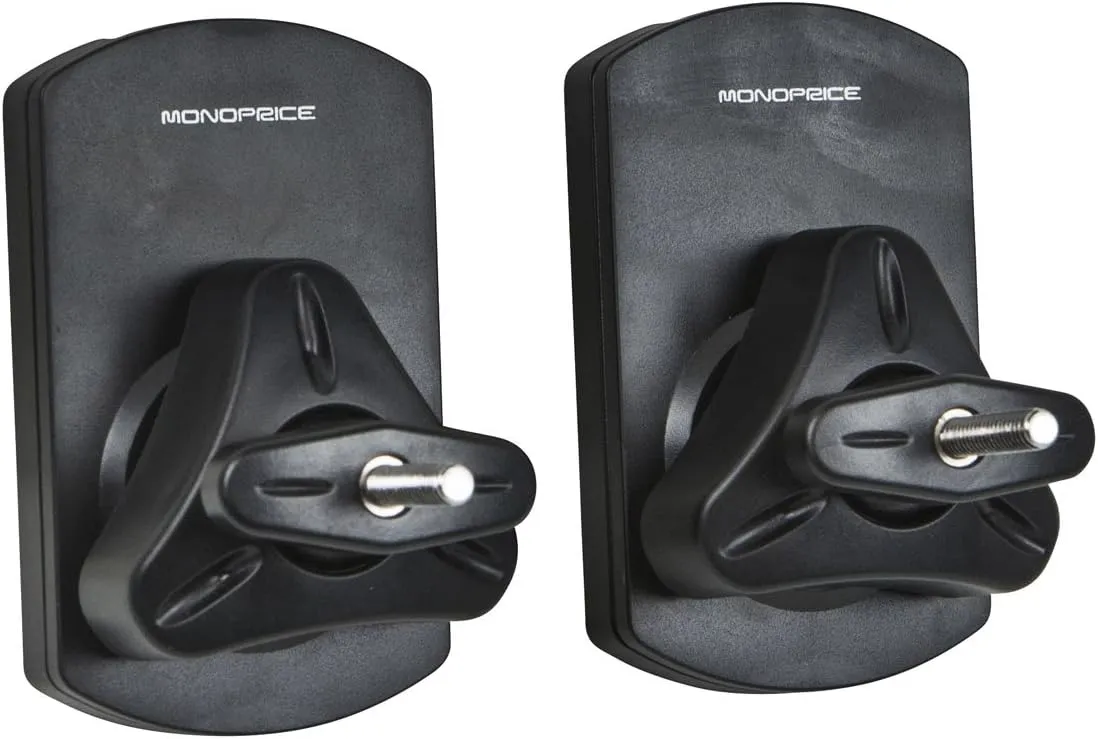 Monoprice Low Profile 22 lb. Capacity Speaker Wall Mount Brackets (Pair) Black