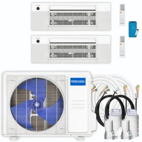 MRCOOL DIY 4th Gen 2-Zone 18,000 BTU 21 SEER (9K   12K) Ductless Mini Split AC and Heat Pump with Ceiling Cassettes