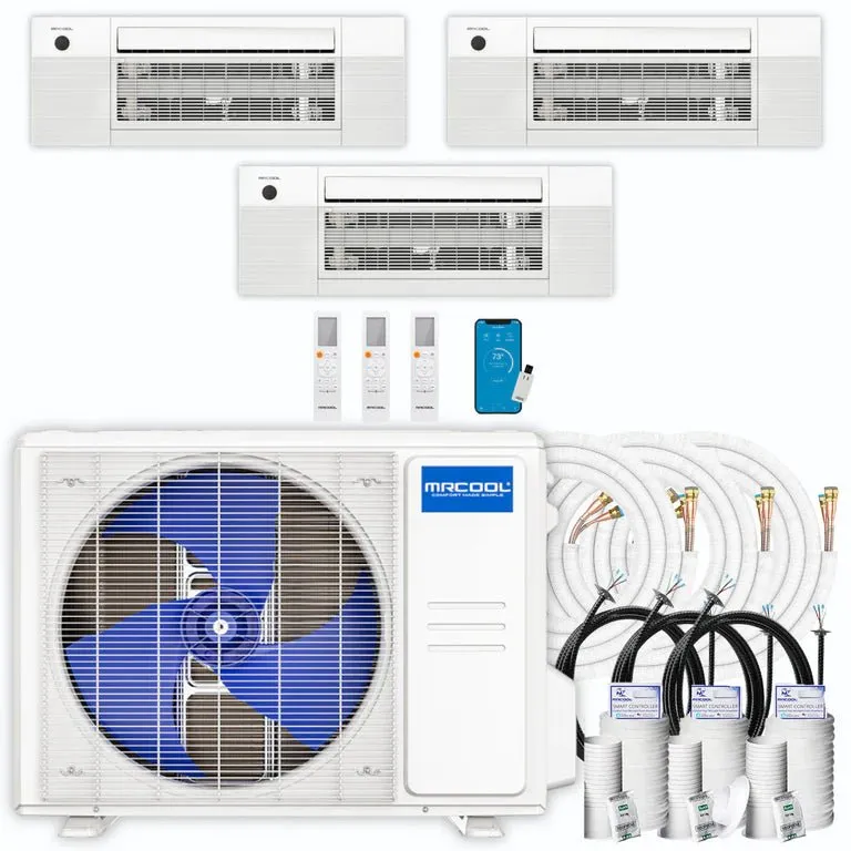 MRCOOL DIY 4th Gen 3-Zone 27,000 BTU 22 SEER (9K   9K   9K) Ductless Mini Split AC and Heat Pump with Ceiling Cassettes