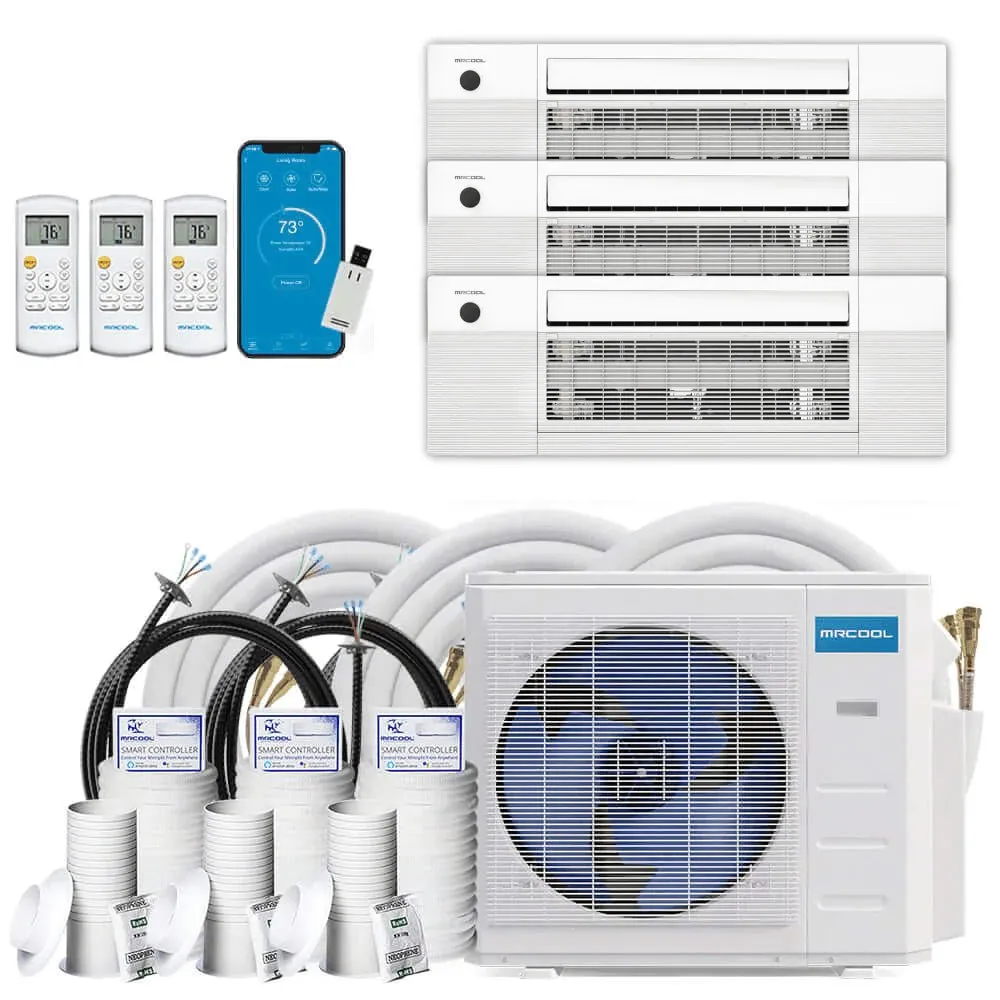 MRCOOL DIY 4th Gen 3-Zone 27,000 BTU 22 SEER (9K   9K   9K) Ductless Mini Split AC and Heat Pump with Ceiling Cassettes