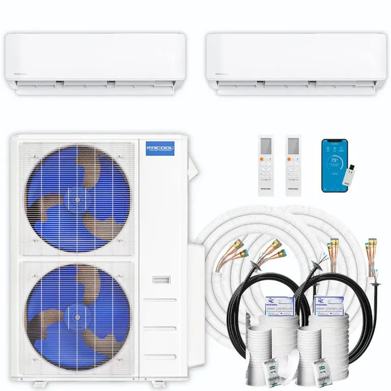 MRCOOL DIY 4th Gen Multi-Zone 2-Zone 48,000 BTU 21 SEER (18K   24K) Ductless Mini-Split Air Conditioner and Heat Pump