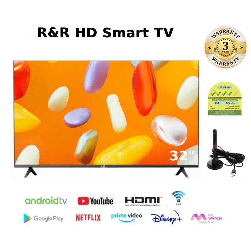 R&R HD Android 12 Smart TV with Google TV,Netflix,Youtube,Google Play 32 inch