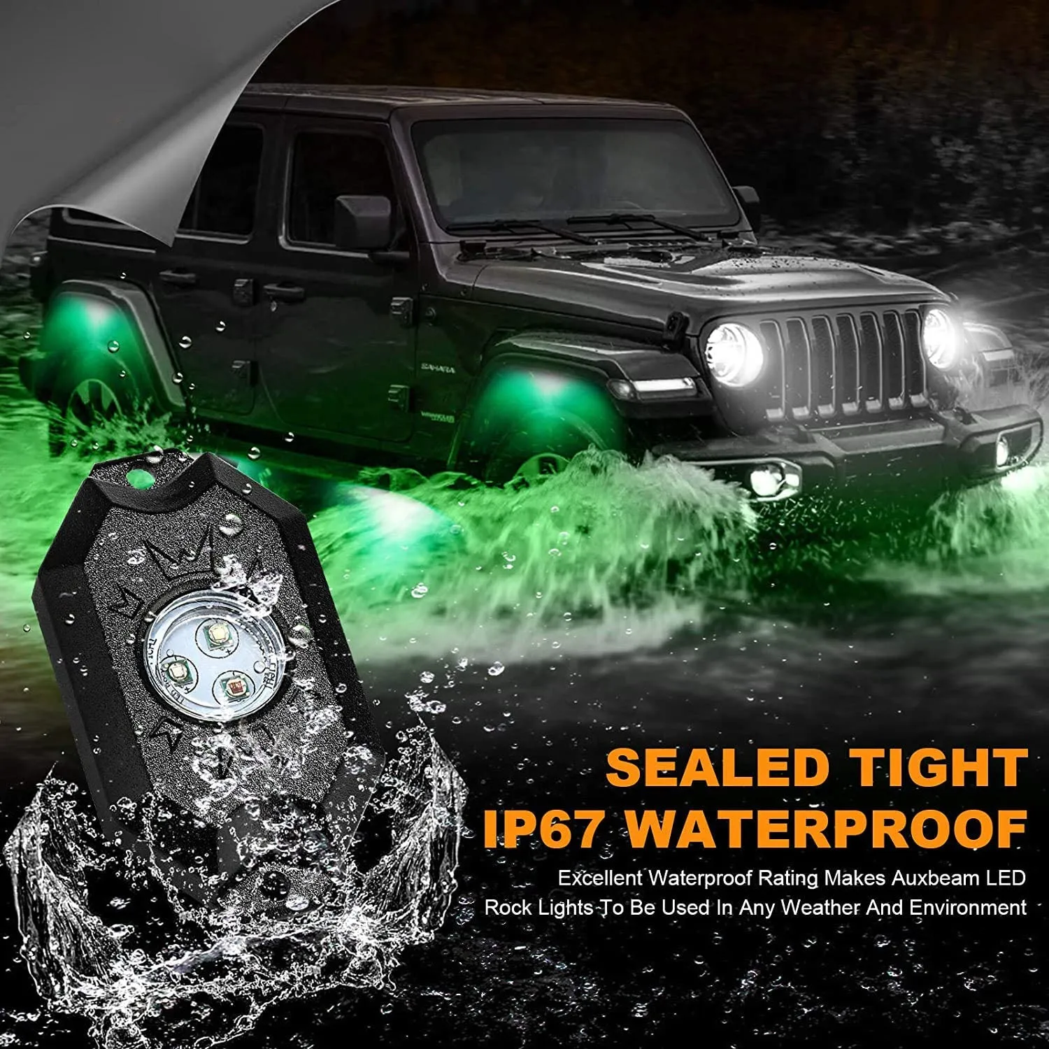 RGB LED Rock Light Set with Bluetooth Controller for ATV UTV