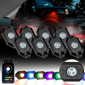 RGB LED Rock Light Set With Bluetooth Controller