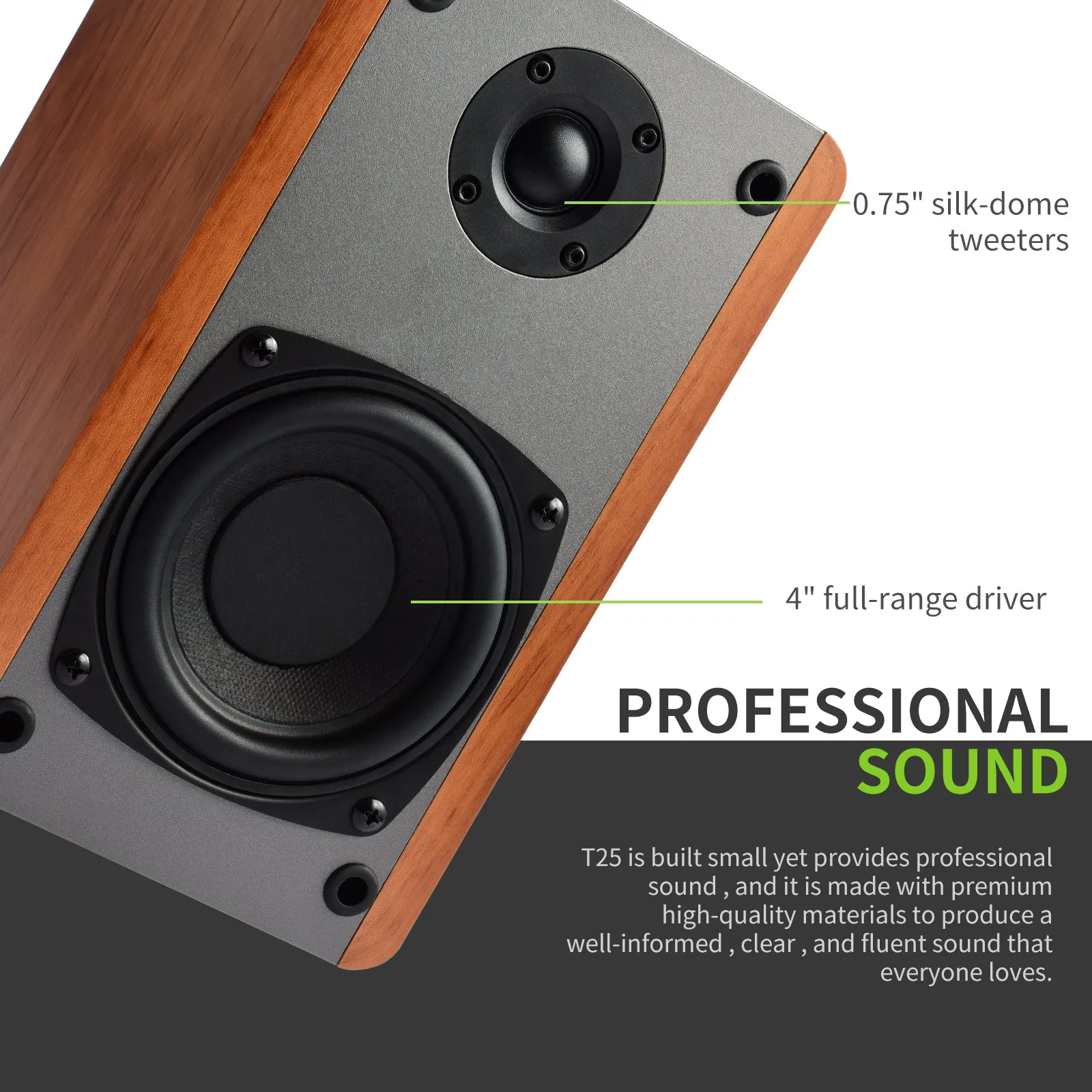 SINGING WOOD T25 Passive 2 Way Bookshelf Speakers - Beech Wood